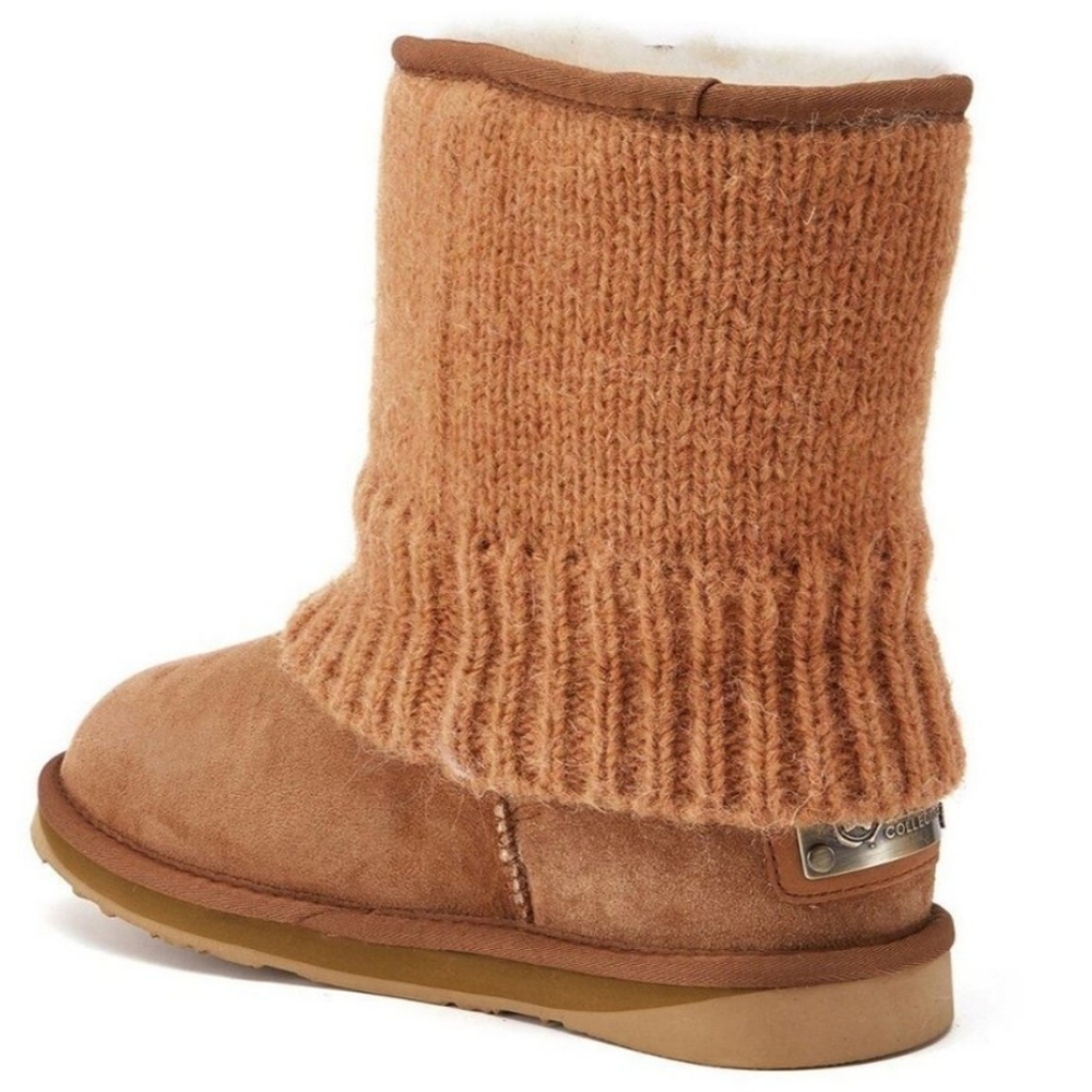 Australia Luxe Collective Fame Short Knit Boot in Chestnut. Designe #238. Suede
